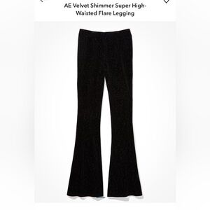 American Eagle Velvet Shimmer Super High-Waisted Flare Legging Pants